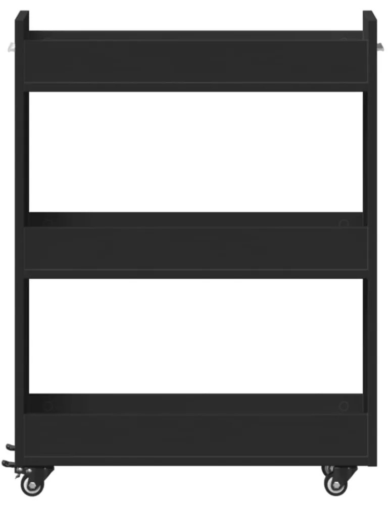 fekete szerelt fa szekrény kerekekkel 60 x 22 x 79 cm