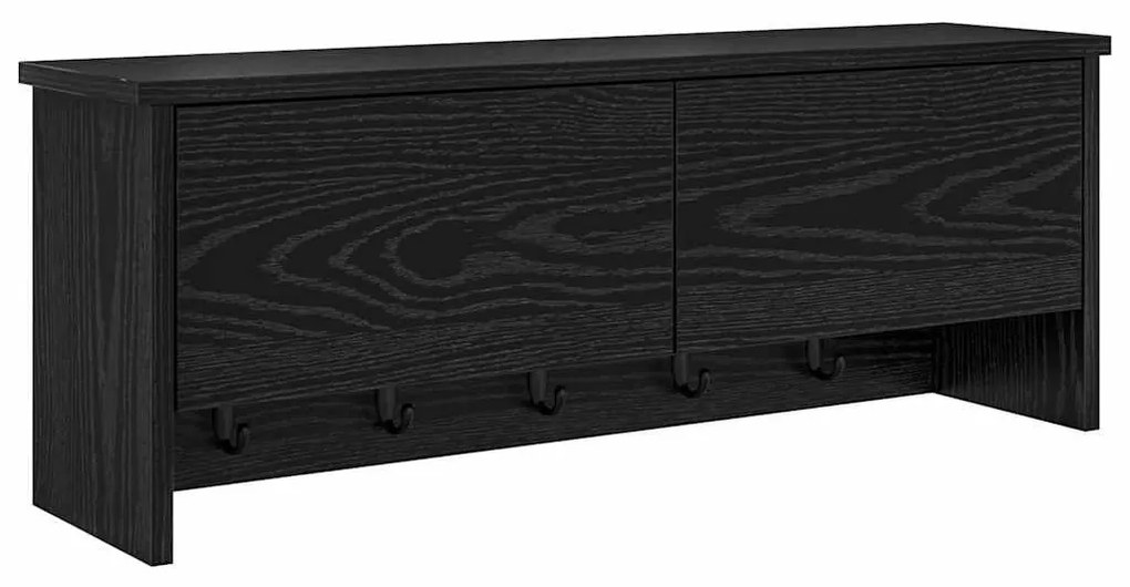 Fali Kabáthorog polcokkal Musta tammi 80 x 20 x 30 cm Faanyag