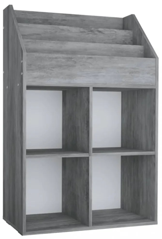 betonszürke szerelt fa gyerek újságtartó 71 x 30 x 114 cm