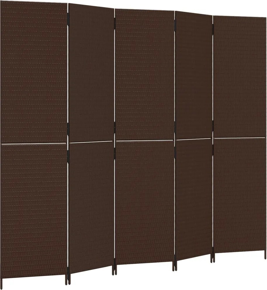 vidaXL barna 5-paneles polyrattan térelválasztó