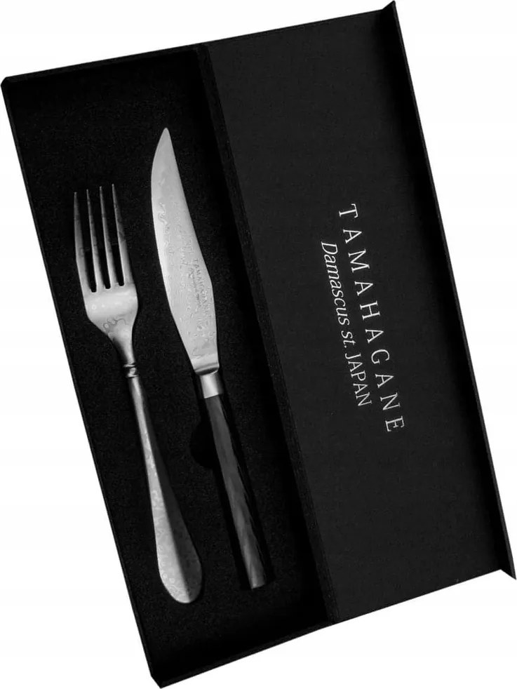 Tamahagane Micarta Japán Steak kés és villa szett Acél VG-5 KS004