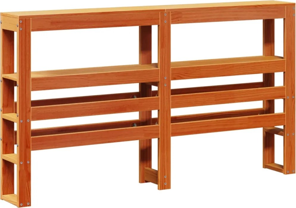 vidaXL viaszbarna tömör fenyőfa fejtámla polcokkal 120 cm