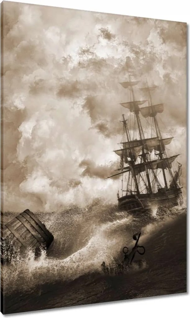 Vászonkép 70x100 Vihar Tenger Hajó Tájkép