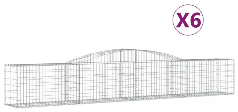 6 db íves horganyzott vas gabion kosár 400x50x60/80 cm