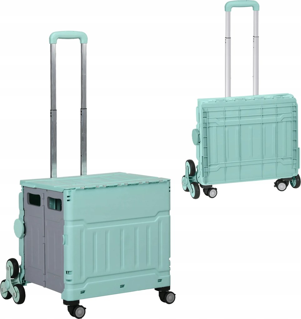 Bevásárlókocsi Homcom összecsukható lépcsős 80 kg zöld