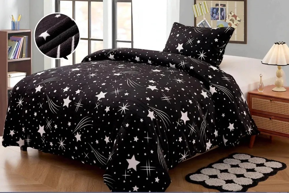 NIGHT SKY fekete mikroplüss ágyneműhuzat Ágyneműhuzat mérete: 70 x 90 cm | 140 x 200 cm