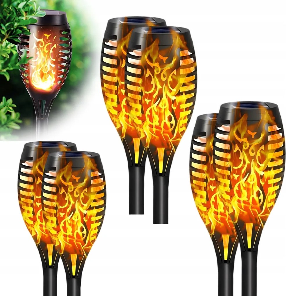 6 db-os napelemes lámpa szett Fáklya hatás Tűz Láng Led