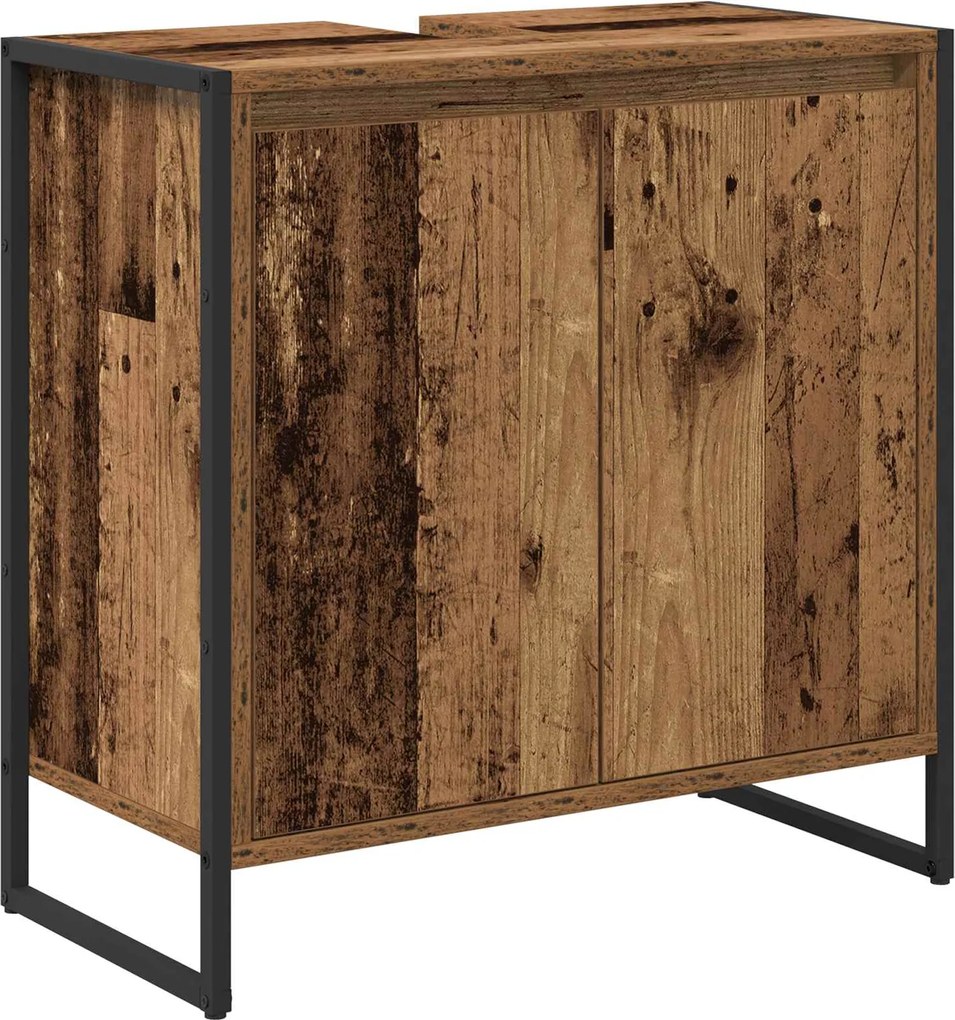 vidaXL Fürdőszoba Székény tárolóval Öreg fa 60 x 30 x 60 cm Faanyag