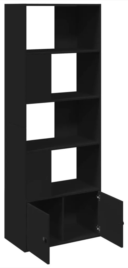 fekete szerelt fa könyvszekrény 70 x 36 x 189 cm