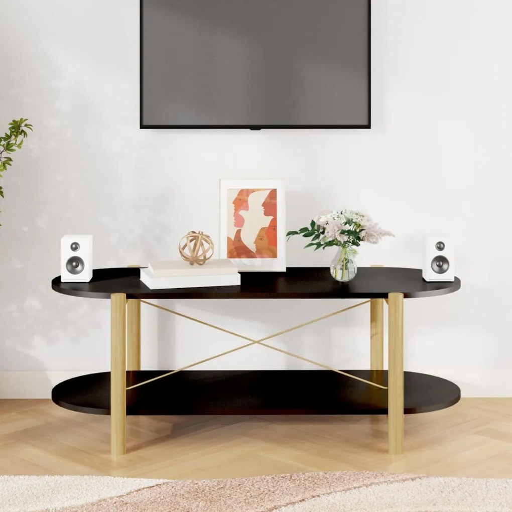 Fekete szerelt fa dohányzóasztal 110x48x40 cm
