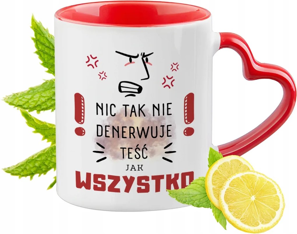 Apósnak Piros Bögre Szív Alakú Füllel Ajándék