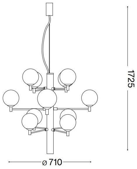 Ideal Lux - LED Csillár zsinóron COPERNICO 12xG9/3W/230V átm. 71 cm fekete