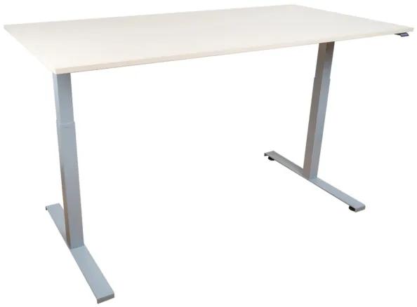 Elektromosan emelhető asztal  fehér lábszerkezettel, 120 cm, juhar asztallap