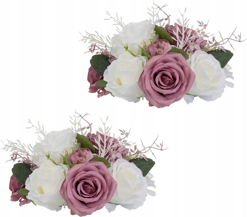 Virágkompozíció Szett Mű Rózsa Fehér-rózsaszín 10 darab