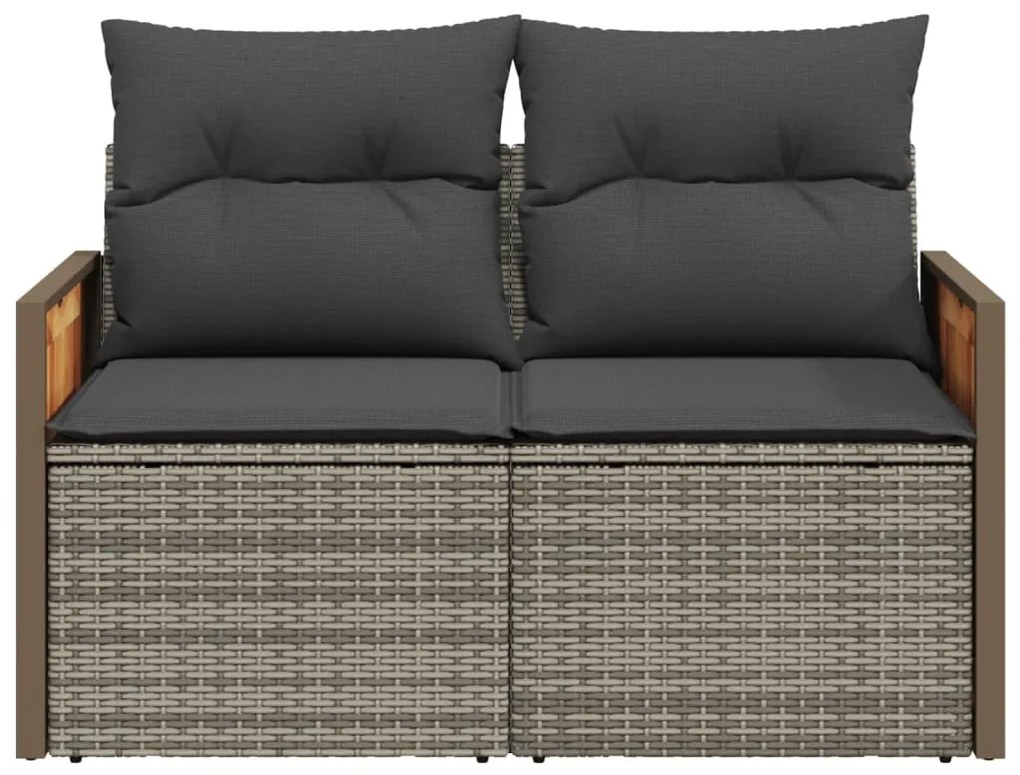 2 személyes szürke polyrattan kerti kanapé párnával