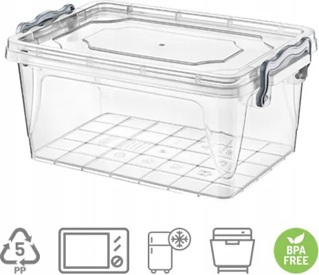 Ételtároló Doboz FEDÉLLEL5000ml Téglalap Alakú Ételtároló Liszt Cukor