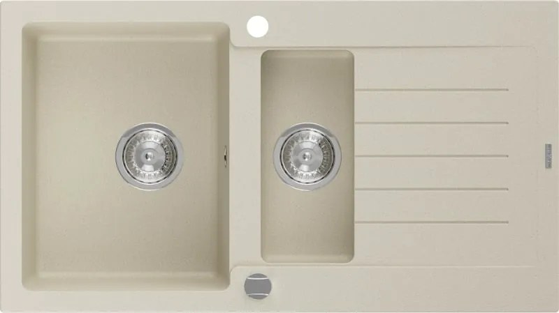 Mexen Matias 1,5 rekeszes, csepegtetővel ellátott gránit mosogató, 900 x 505 mm, bézs, króm szifon - 6502901505-69