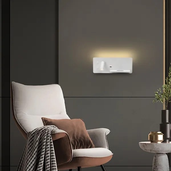 Immax 08285L-LED fali lámpa polccal, USB és vezeték nélküli töltővel, LED/3W/230