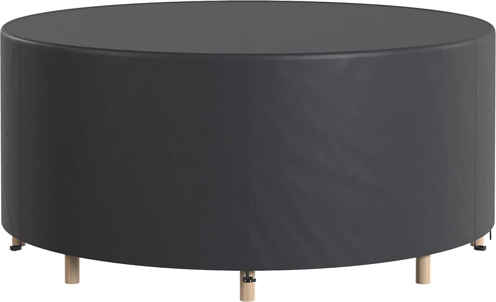 Outsunny kerek teraszbútor-huzat – 420D vízálló Oxford, UV30+ védelem, kerek asztalokhoz és egymásra rakható székekhez Ø214×70 cm, fekete | Aosom