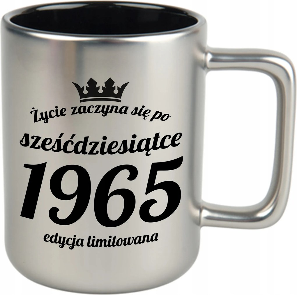 Bögre Matt Ezüst Fekete Belső 360ml Vicces Ajándék 60 Születésnap