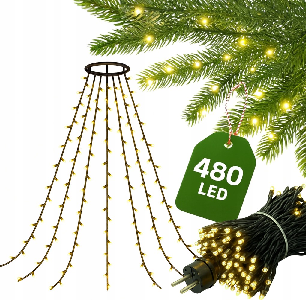 Fényfüggöny 480 LED-es lámpák fények karácsonyfa dekoráció