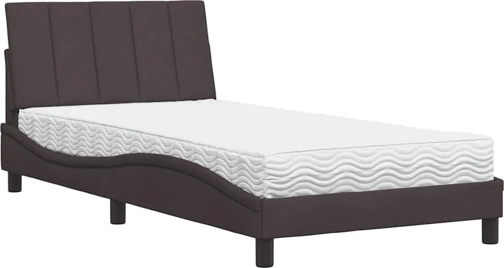 vidaXL sötétbarna szövet ágy matraccal Hanko 100x200 cm