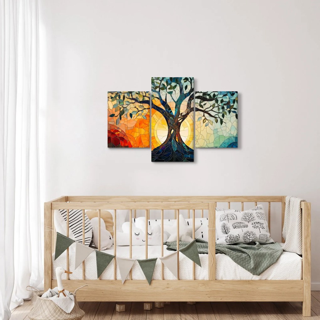 Kép – Mozaik – nap és fa I. (90x60 cm)