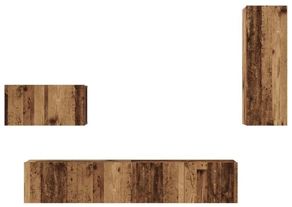 Fali TV Szekrény 4 pcs Régi fa 200 x 30 x 30 cm Műanyag Fa