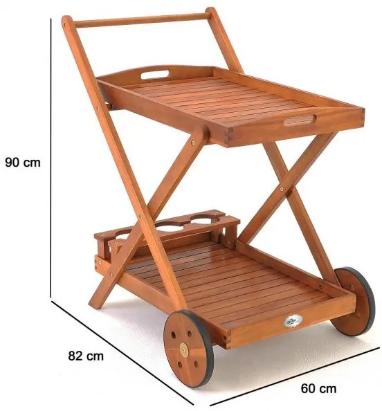Casaria® Felszolgáló kocsi - Akác