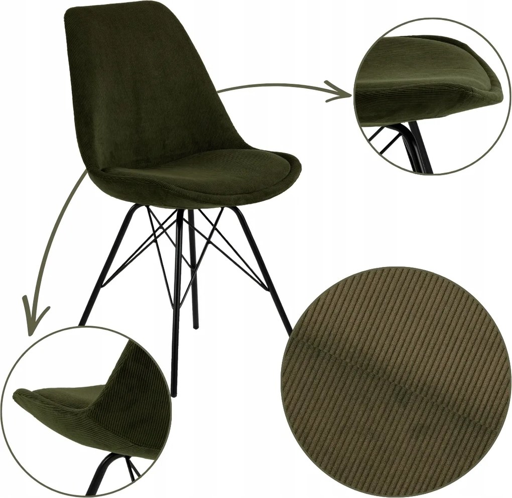 Étkezőszék Sötét Zöld konyhai kényelmes kárpitozott háttámlával