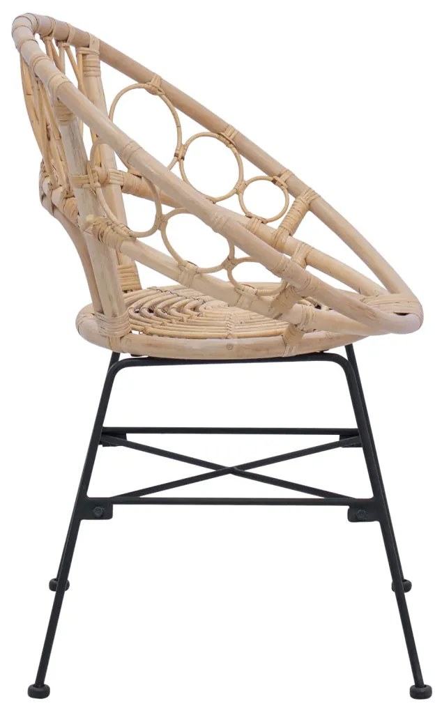 Étkezőszék 2 pcs Természetes 65 x 55,5 x 81 cm Rattan és Vas