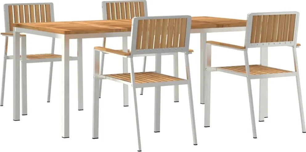 vidaXL Kültéri étkező szett 5 pcs Barna Tömör Teakfa