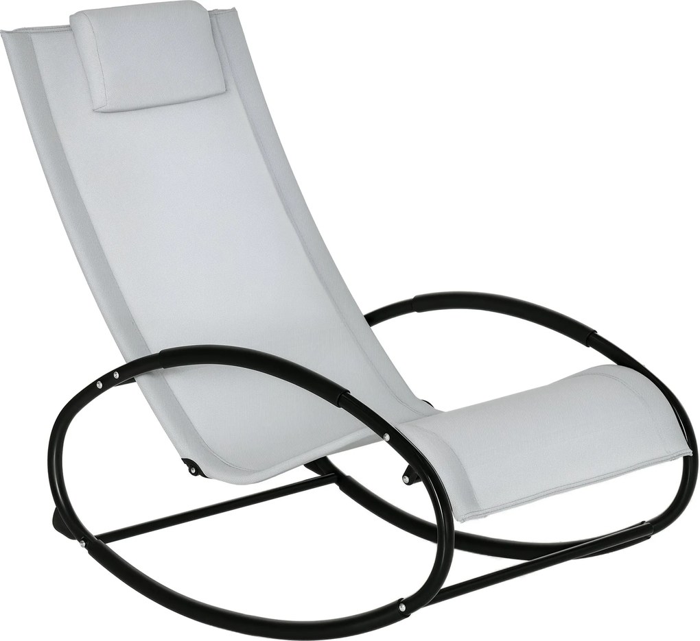 Outsunny Zero Gravity Kerti Hintaszék, Ergonomikus Kerti Fekvőszék Lélegző Anyaggal és Párnával Beltéri és Kültéri Használatra, 105x62x88 cm, Szürke |