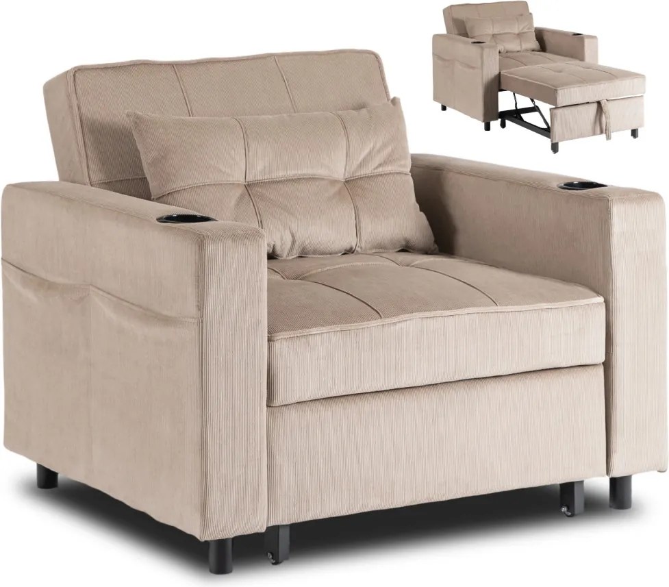 Dönthető fotel bézs kord kárpittal – SOLOR