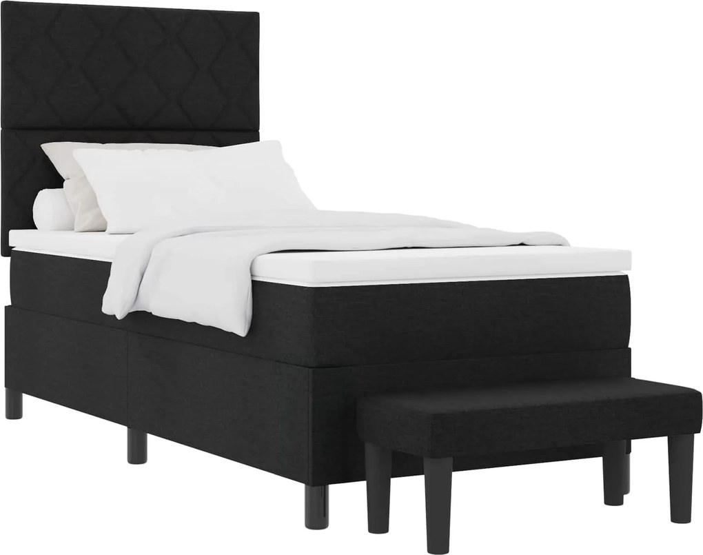 vidaXL Boxrugós ágy matracmal fejtámlával Fekete 100 x 200 cm szövet
