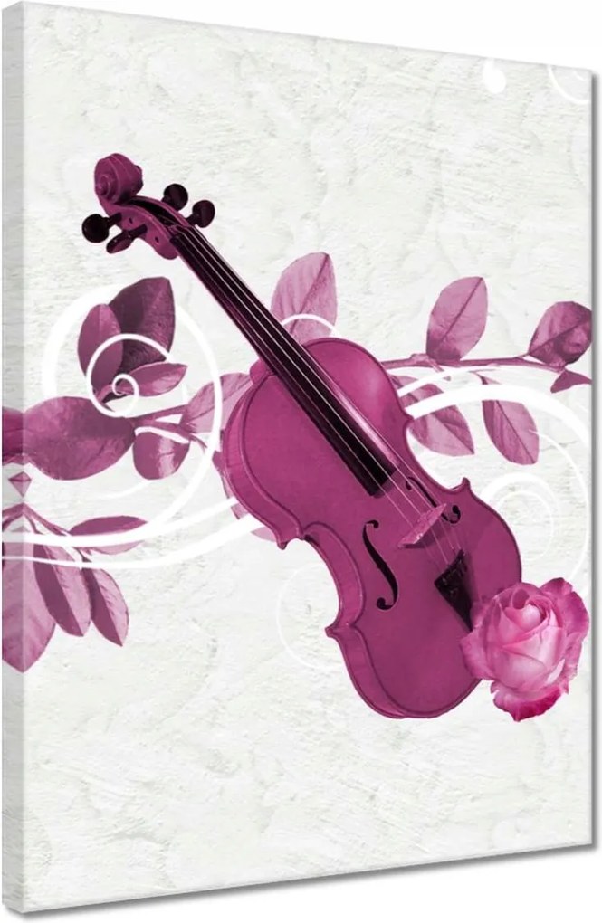 Vászonkép 30x40 Hegedű Zene Virágok