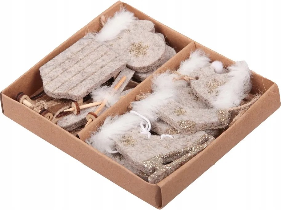 Karácsonyi Medálok Szürke Filc Mix 6 db-os