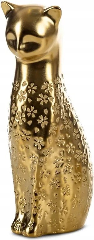 Dekoratív Kity Macska Figura 9 x 11 x 27 cm Arany Színű, Elegáns Glamour Stílusban