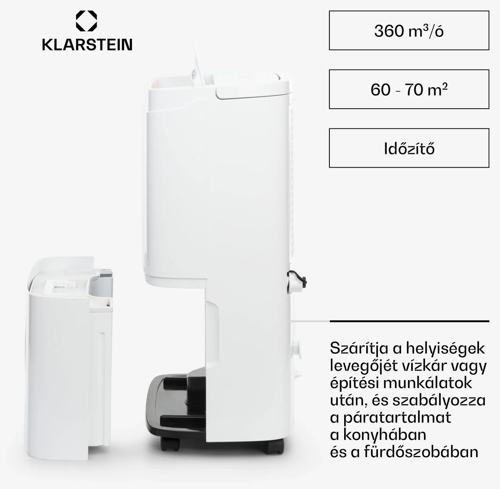Klarstein DryFy Connect 40 Smart, Párátlanító, WiFi, Kompresszor, 40l/d, 35-45 m², Fehér
