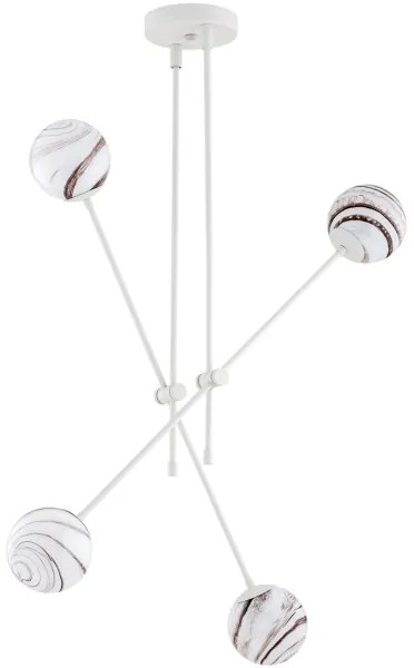 Argon 1841 - Csillár rúdon ABSOS 4xE14/7W/230V alabástrom fehér