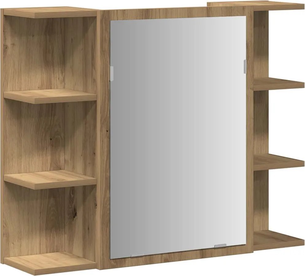vidaXL Fürdőszobai tükörszekrény Artisan Oak 80x20,5x64 cm Gépelt fa