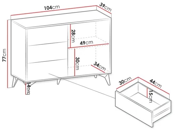 Szekrény DIAMOND 77x104 cm fekete/barna
