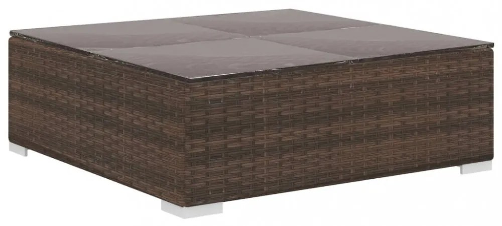 12-részes barna polyrattan kerti bútorszett párnákkal
