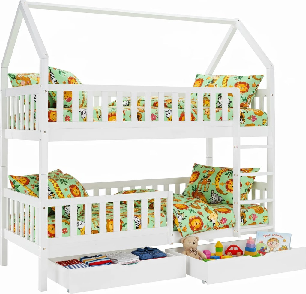 Montessori emeletes ágy, fehér, VENITA TYP 2