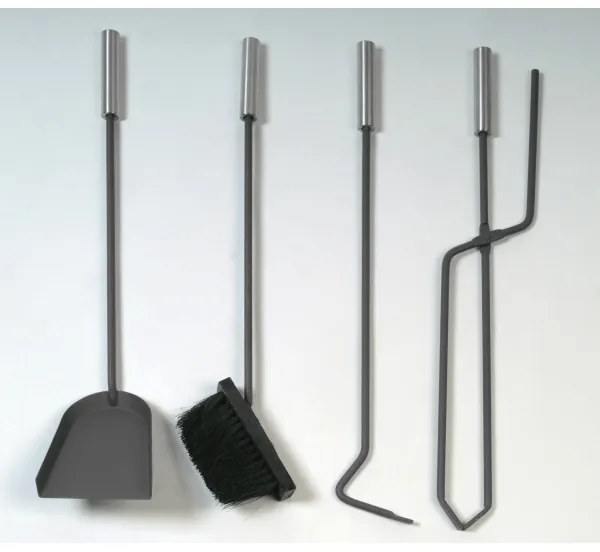 Kandalló szerszámok és fához való kosár készlet nyéllel 6 db antracit