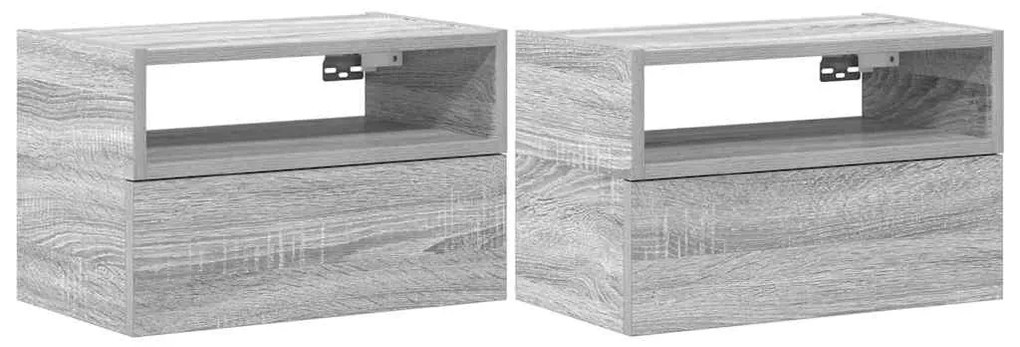 2 db szürke sonoma színű fali éjjeliszekrény 45 x 26 x 28,5 cm