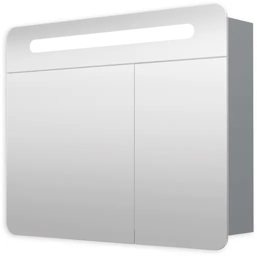 Tükrös szekrény 80 cm, 2 ajtós, 2x zsanér, LED világítás, aljzat+kapcsoló, IP44 GALPIR80LED
