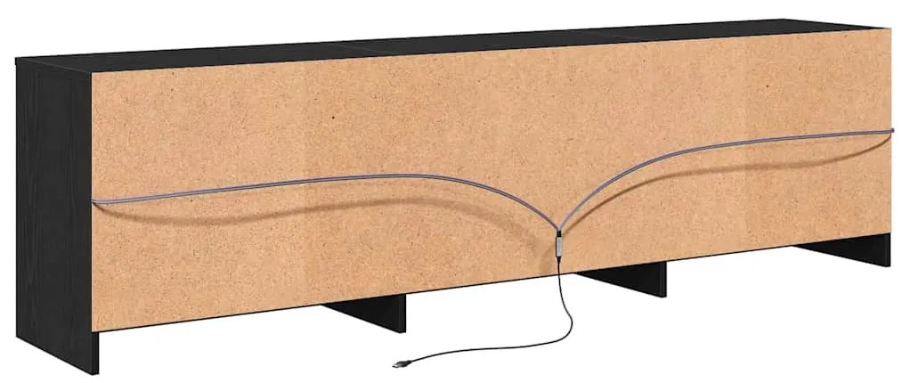 TV szekrény fiókkal Fekete 182 x 34 x 50 cm Faanyag