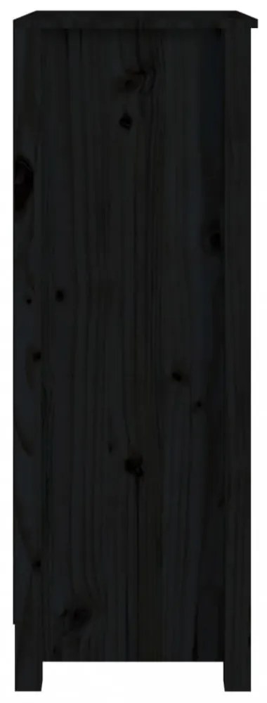 fekete tömör fenyőfa könyvszekrény 50 x 35 x 97 cm