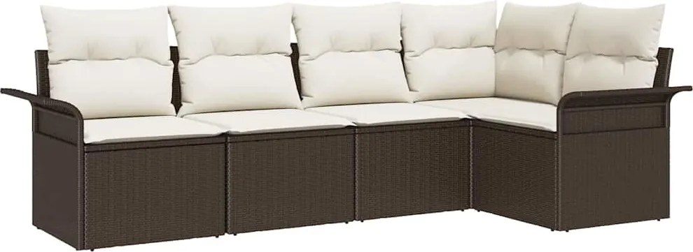 vidaXL Kerti Kanapé Szett tárolóval 5 pcs Barna polirattan